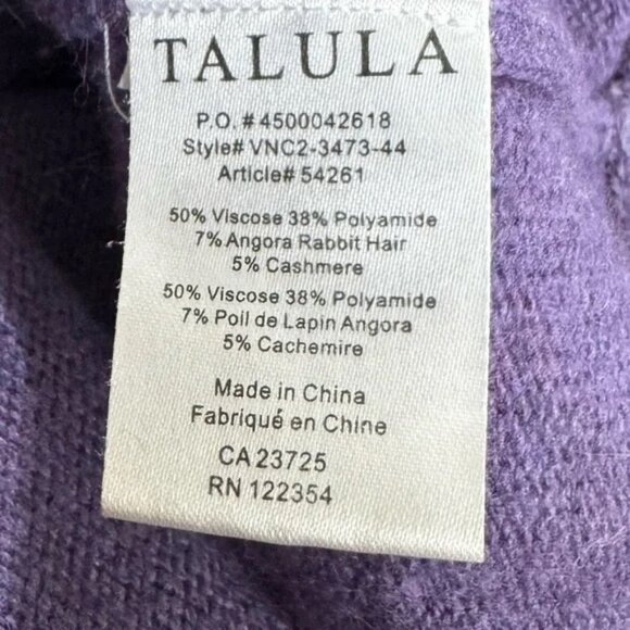 TALULA -Purple Knit Round Knit Cropped Sweater Viscose, Angora Blend & Cashmere - Picture 6 of 7